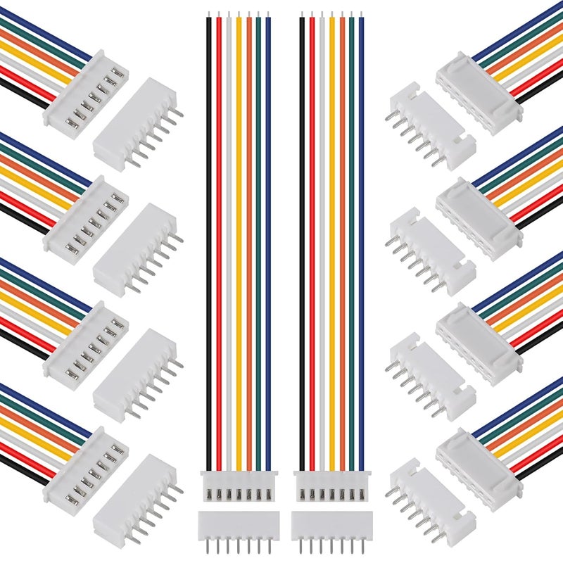 ACEIRMC 10Pairs JST-XH Connector Kit, XH 2.54mm 7 Pin Header Male and Female Connectors Plug Adapter with Flat Wire Cable 200mm 26AWG Compatible with JST XH (7P) - Image 1